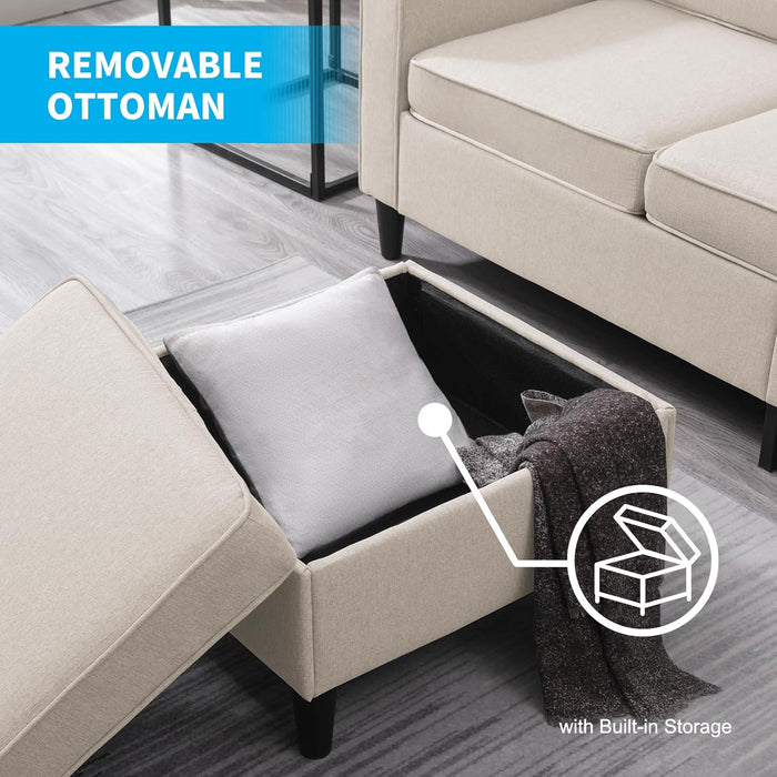 2 Piece Sofa Set, Sofa and Loveseat Sets for Living Room, L Shape Sectional Sofa with Chaise, 3 Seater Convertible Sectional Sofa Couch for Apartment