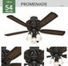 Promenade Indoor Ceiling Fan with LED Lights and Remote Control, 54", Brittany Bronze