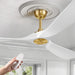 52 Inch Ceiling Fans without Lights, Wood Ceiling Fan No Light with Remote Control and DC Motor, Indoor Outdoor Ceiling Fan Morden Living Room Bedroom 3 Blades Propeller, White Gold