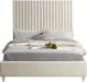 Candacecream-Q Candace Collection Modern | Contemporary Velvet Upholstered Queen Bed, Cream Velvet Fabric, Deep Channel Tufting, Acrylic Legs, 65" W X 86" D X 65" H, Cream, Queen