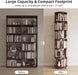 6-Tier Solid Wood Rotating Bookshelf on Wheels for Small Spaces