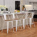 24" Metal Counter Height Bar Stools with Back Set of 4 Off-White | Modern Farmhouse Barstools with Large Seat, Footrest, High Back Counter Bar Chairs for Kitchen Island, Dining Room