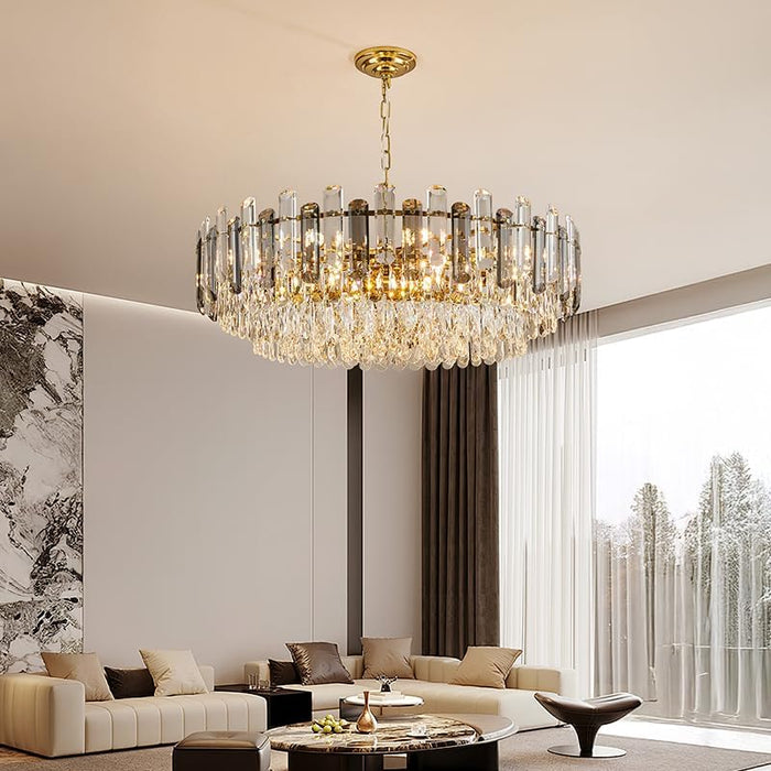 Gold Crystal Chandelier 31.5 Inch Elegant Radiance