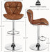 Bar Stools Set of 2, PU Leather Swivel Bar Stools with Shell Back, Armless Counter Height Adjustable Bar Chairs for Home Kitchen, Retro Brown