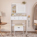 Vanity, Small Vanity Desk with Sliding Mirror, Dimmable LED Lights, 2 Drawers,Vanity Table Ideal for Bedroom (White)
