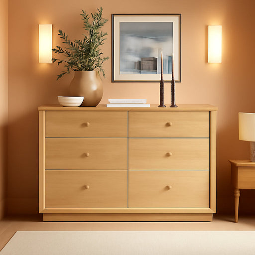 Mid Century Modern Dresser 47InchWide GoldOakFinish