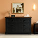 Farmhouse 6 Drawers Dresser for Bedroom, 47.2" W Modern Dresser with round Metal Handle, Thickened Desktop, Wood Rustic Chest of Drawers for Bedroom, Hallway, Entryway, Black
