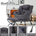 Oversized Dark Grey Ergonomic Armchair With Ottoman
