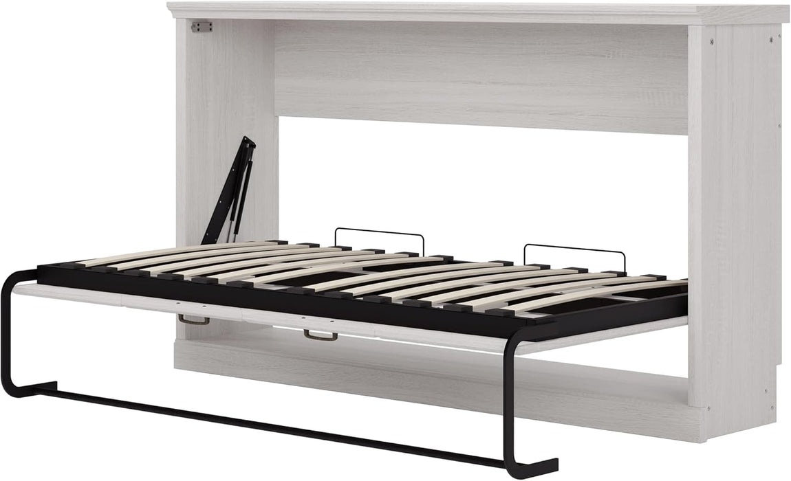 Twin Size Murphy Bed Wall Bed, Folding into a Cabinet, Space Saving Bedroom Furniture for Multipurpose Guest Room, Home Office, Rustic White