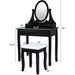 Black Oval Mirror Makeup Vanity Set