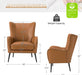 Faux Leather Accent Chair W/Removable Cushion, Comfy Upholstered Armchair with Black Metal Legs & Nailhead Trim Wingback Vanity Chair Desk Chair for Reading Living Room Bedroom, Camel