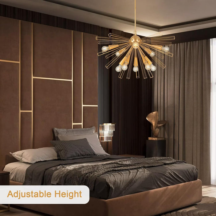 Gold Brushed Brass Sputnik Chandelier Elegant Lights