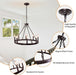 8 Light Wagon Wheel Chandelier, 23.6" Oil-Rubbed Bronze Dining Room Light Fixture with Adjustable Height, Industrial Hanging Lights for Living Room Bedroom Foyer Entryway,E12 Base