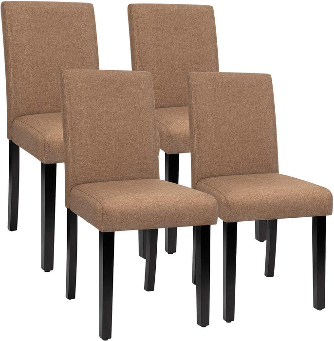 Dining Chairs Urban Style Fabric Parson Chairs Kitchen Living Room Armless Side Chair with Solid Wood Legs Set of 4 (Brown)