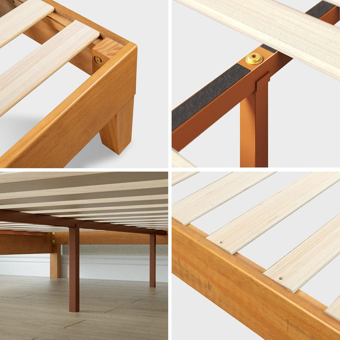 OLB-PWPBBO-12F 12 Inch Deluxe Wood Platform Bed / No Boxspring Needed / Wood Slat Support / Rustic Pine Finish, Full