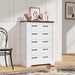 Tall Dresser for Bedroom, Farmhouse 5 Drawers Dresser, White&Brown