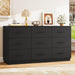 9 Drawers Dresser for Bedroom, 58” Wide Modern Chest of Drawers with Diamond Panel, Anti-Tipping Device, Wood Stable Storage Organizer for Bedroom, Nursery, Living Room
