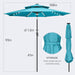 2 Tiers 9Ft Solar Light Patio Umbrella, 40 LED Lights Outdoor Umbrella with Centre Surround Light, Table Market Umbrella for Deck, Pool, Porch, Backyard, Garden (Aqua Blue)