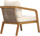 Kai 4 Piece Patio Furniture Set with Slatted Coffee Table, Outdoor Sofa Set with PE Wicker Backrest & Cushions, Acacia Wood Conversation Set for Backyard,Cream+Light Brown+Teak
