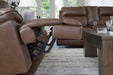Vonryan Modern Leather Match Power Reclining Sofa with USB Ports, Dark Brown