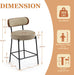 Bar Stools Set of 3 Boucle Seat Chair with Wood Back | 24 Inch,Upholstered,Metal Frame,Foot Rest,Light Brown,Mid Century Modern Barstools for Kitchen Island Dining Room
