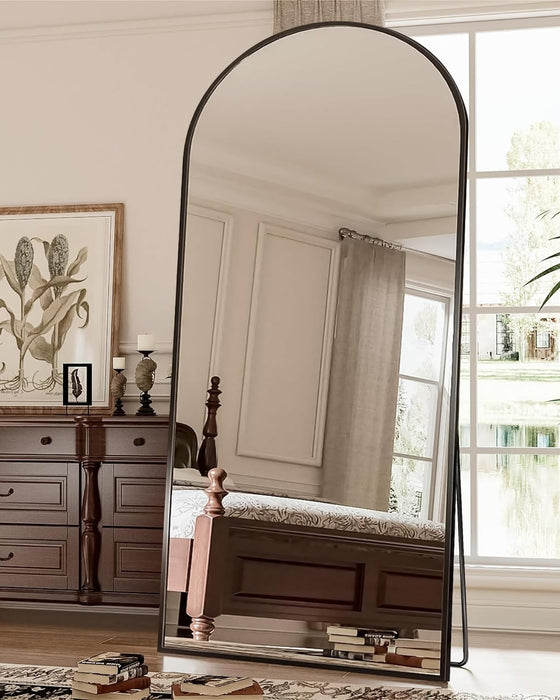 Full Length Mirror, 71"X28" Arched Floor Mirror, Mirror Full Length with Stand, Wall Mounted Mirrors for Living Room Bedroom,Black