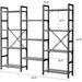 Triple 4 Tier Bookshelf, Bookcase with 11 Open Display Shelves, Wide Book Shelf Book Case for Home & Office, Grey