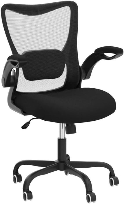Office Chair, Ergonomic Desk Chair with Adjustable Lumbar Support and Flip up Armrest, Breathable Mesh Computer Chair for Home Office, Black