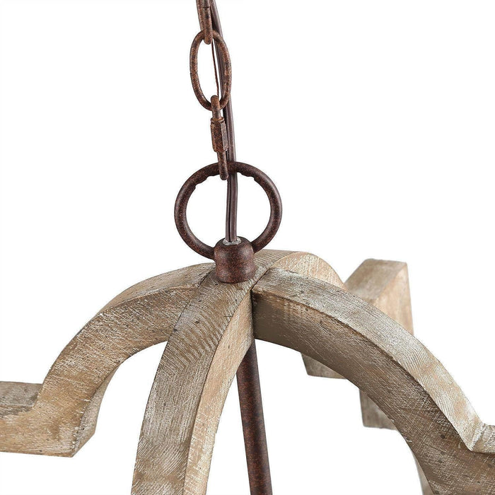 Rustic Farmhouse Wood Orb Chandelier Pendant Light