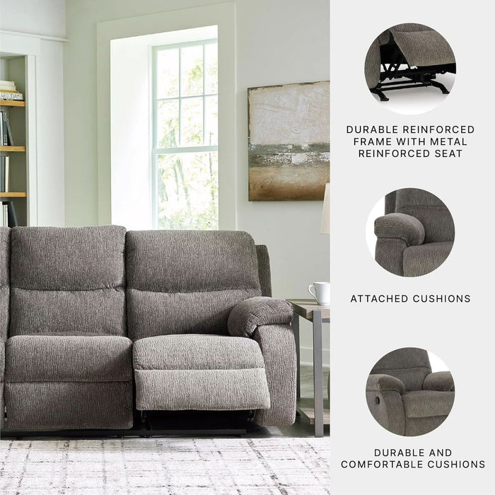 Scranto Contemporary Manual Reclining Sofa, Gray