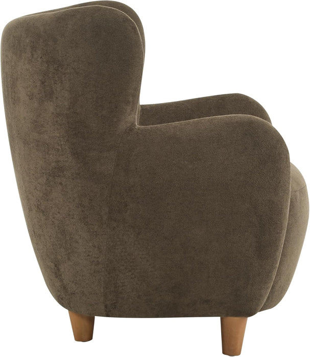 Auden Wingback Accent Chair, Fabric Club Chair, Velvet Upholstered Armchair, Curved Backrest Single Sofa, Soft Cushion Seating, Reading Lounge Chair for Living Room, Brown