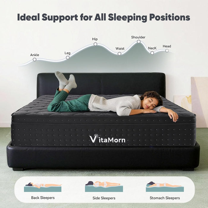 Queen Mattress 14 Inch Hybrid Queen Size Mattress in a Box, Upgraded Pocket Springs Mattresses, Motion Isolation, Pressure Relief, Medium Firm, Breathable Comfort