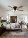 52 Inch Vintage Ceiling Fan with Light and Remote Control | Flush Mount Chandelier Fandelier Rustic with 6 Speeds 5 Reversible Blades for Bedroom Kitchen Dining Room