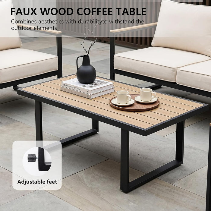 Modern Patio Furniture Set, 4 Pieces Outdoor Conversation Set