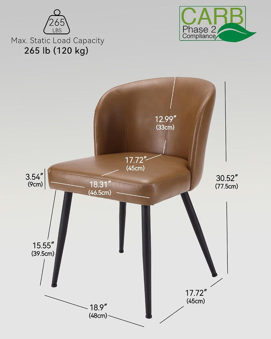 Upholstered Faux Leather Dining Chairs Set of 4, Brown