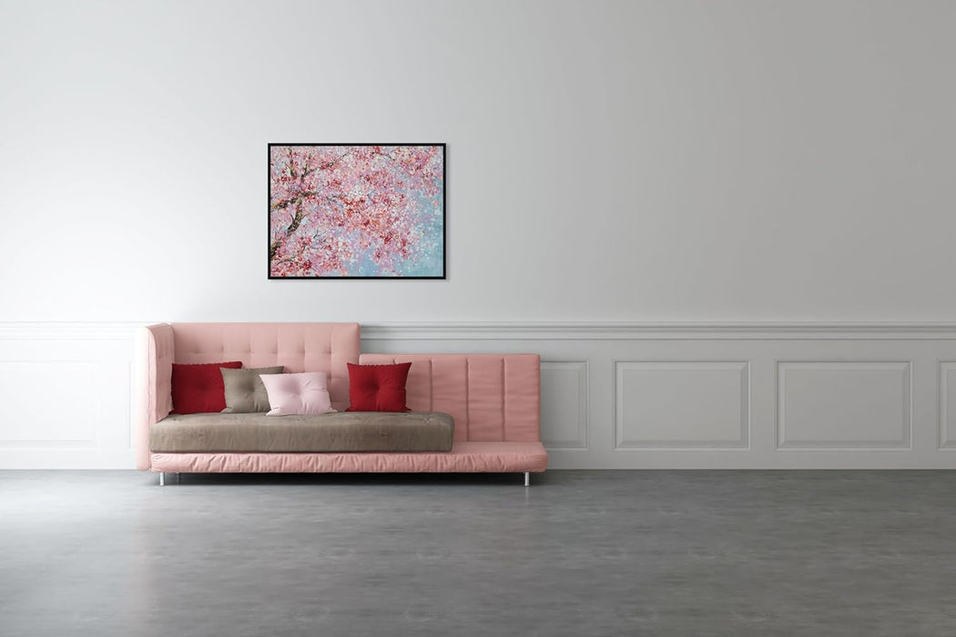 Plum Blossom Hand Painted Canvas Wall Art with Floating Frame
