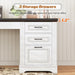 Office Desk with 3 Drawers, 55" Executive Computer Desk with Storage Drawers, Farmhouse Desk with Power Outlet for Home Office, White