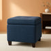 Square Tufted Storage Ottoman - Textured Navy, Small