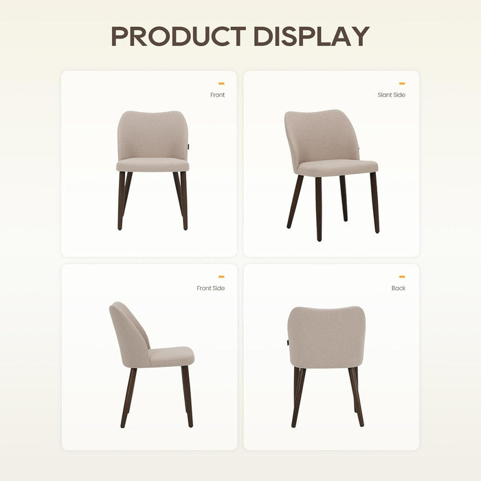 Wooden Dining Chairs Set of 4, Upholstered Kitchen Dining Room Chair, Modern Fabric Farmhouse Dinner Chair for Restaurant & Cafe, Camel