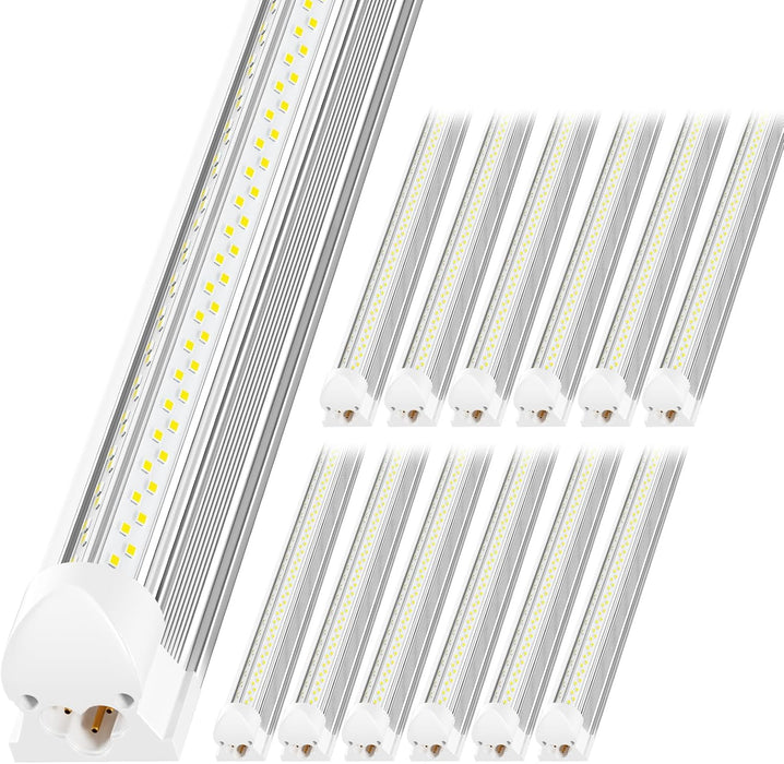 LED Shop Light 4FT, 6000K 50W 7500Lm Linkable Utility Ceiling Light Fixture, 4 Foot T8 Integrated LED Tube Lights, V Shape High Output Linkable with On/Off Switch (12Pcs)