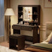 Vanity Desk with Mirror and Lights, for Bedroom,Adjustable 3 Color Lights Modes，Includes Padded Stool, Makeup Table Set with Hidden Storage Shelves, USB Outlets, Hairdryer Holder