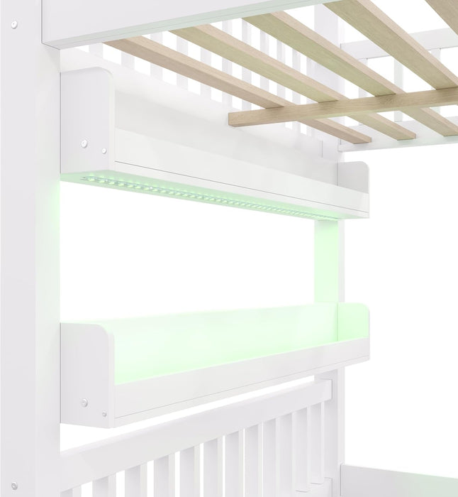 White FullSize House Loft Bed WithUnderbed Storage