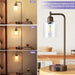 Industrial Touch Table Lamps for Bedrooms Set of 2 - 3-Way Dimmable Lamps with USB C+A Ports and Outlet, Brown Bedside Lamps with Seeded Clear Glass Shade for Living Room, Desk Lamps for Home Office