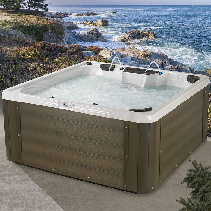 Edgewater Outdoor Hot Tub, Fit 6 Adults, 28 Massaging Jets, Cover Included, Ice Bucket Feature, Plug into Any Standard Outlet, Made in USA, Aqualife by Strong Spas