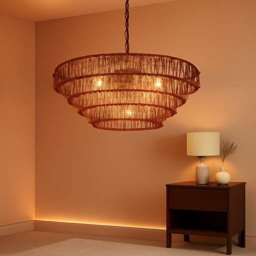 4-Tier 40 Inch Amber Crystal Glass Chandeliers, Modern round Luxury 10 Lights Hanging Pendant Light Fixture, for Dining Living Room, Bedroom, Foyer, Entryway(Included E12 Bulbs)