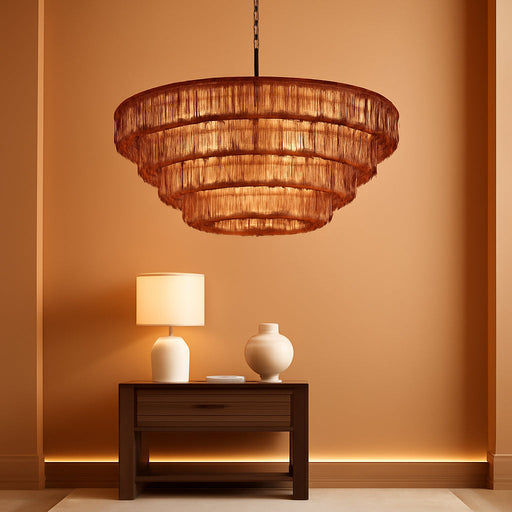 4-Tier 40 Inch Amber Crystal Glass Chandeliers, Modern round Luxury 10 Lights Hanging Pendant Light Fixture, for Dining Living Room, Bedroom, Foyer, Entryway(Included E12 Bulbs)