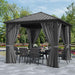 10'X10' Metal Hardtop Gazebo Outdoor Patio Single Top Canopy Galvanized Iron Garden Tent Curtains Netting for Backyards Decks Lawns,Gray