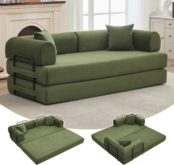 Corduroy Green 79 Inches InterchangeablePlus Sofa Bed