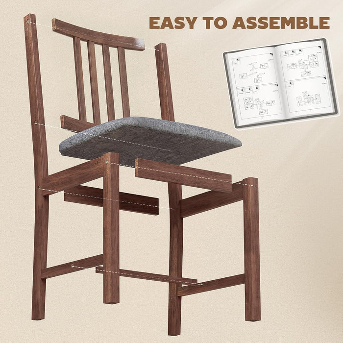 Wooden Dining Chairs Set of 2 with Slat Back, Farmhouse, Walnut