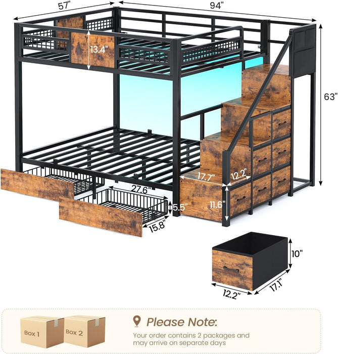 FullOverFull BunkBed WithStairs IndustrialGrade SteelFrame